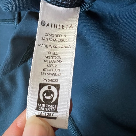 ATHLETA Sz Small Tall ST All In Capri Tight Leggings Workout Pockets Bluegreen - Picture 11 of 12